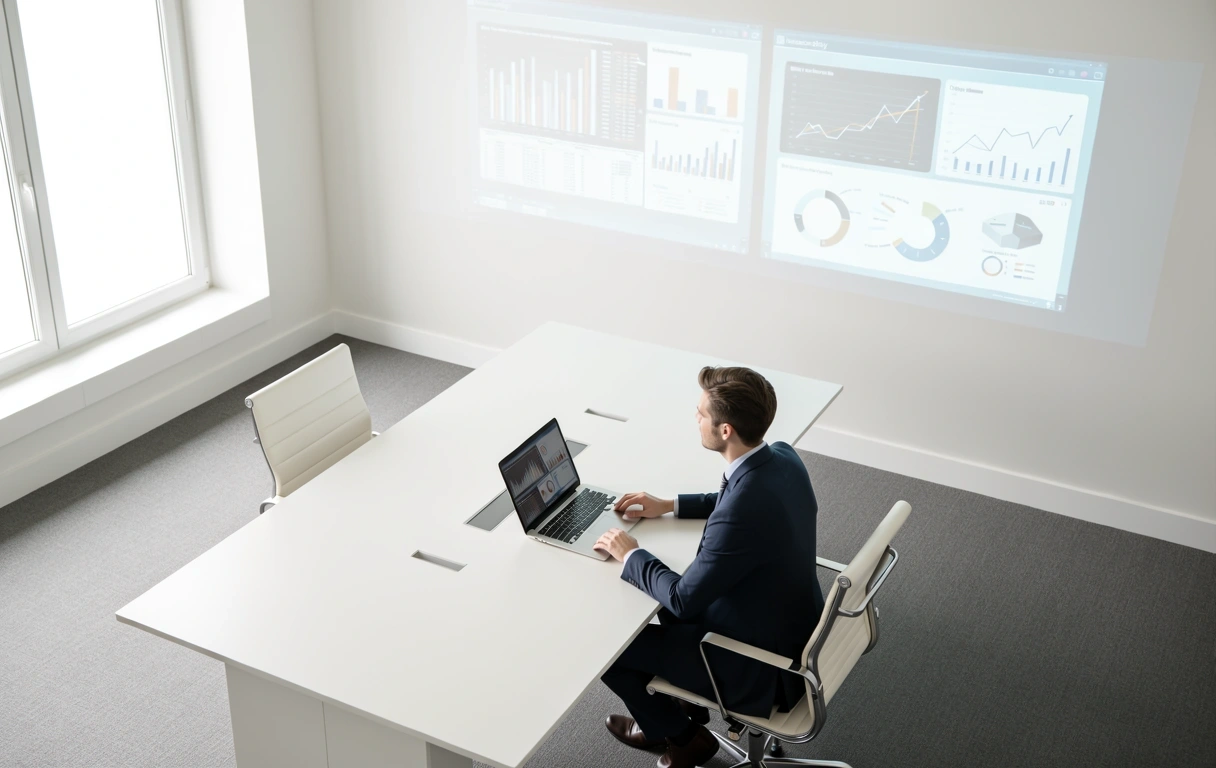 Professional analyzing market intelligence